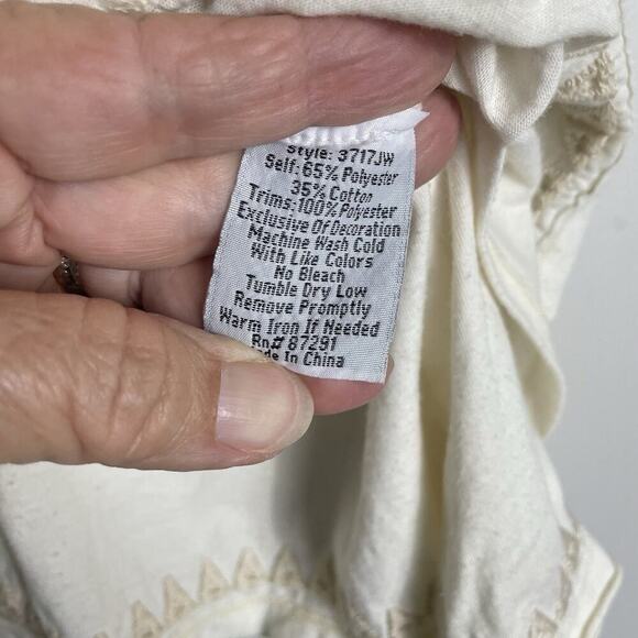 Johnny Was Tunic Top Size Small Ivory Floral Embroidered Oversized Boho Hippie - Picture 10 of 11